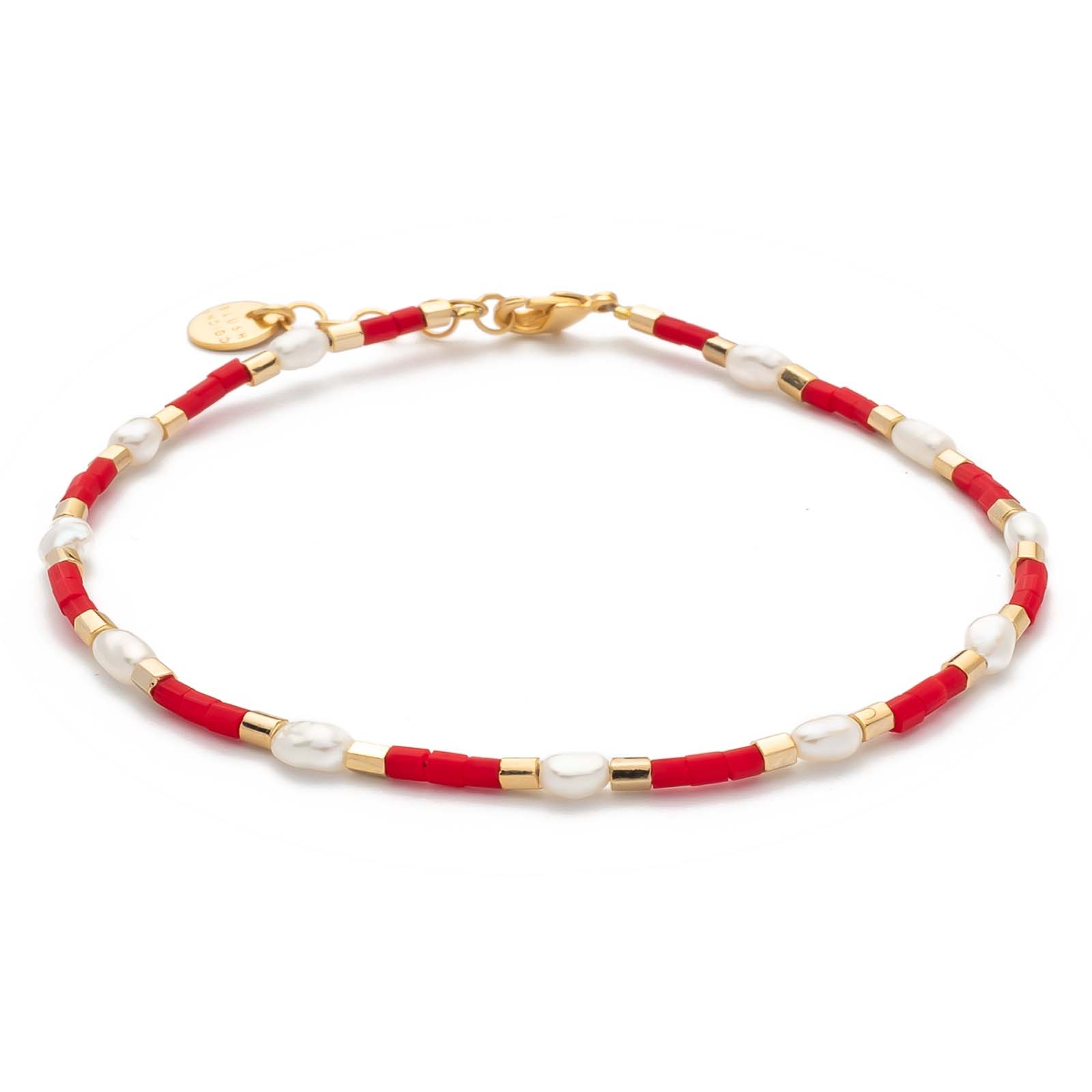 Armband Capri – Rot 11 Süßwasserperlen