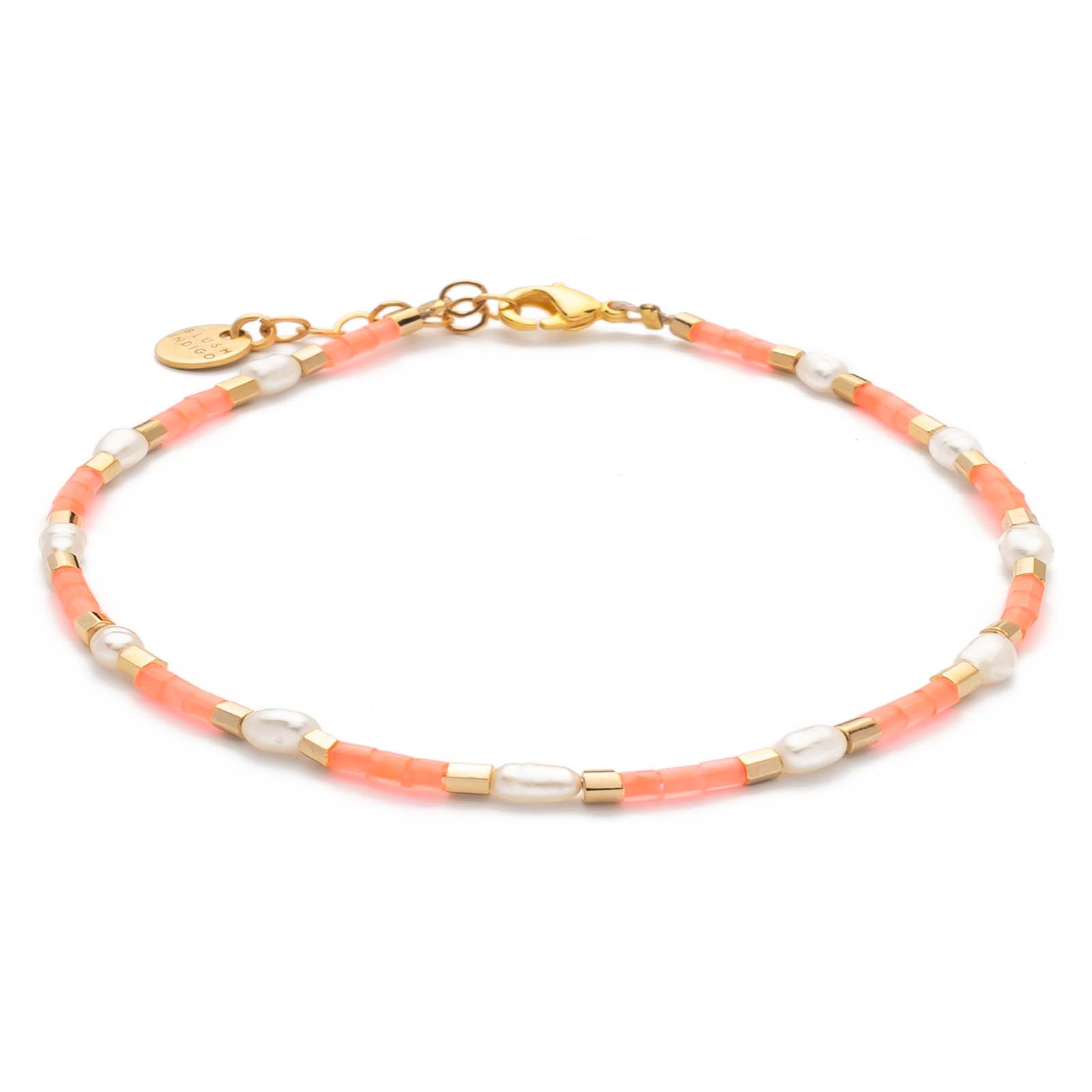 Armband Capri – Neon Coral 11 Süßwasserperlen