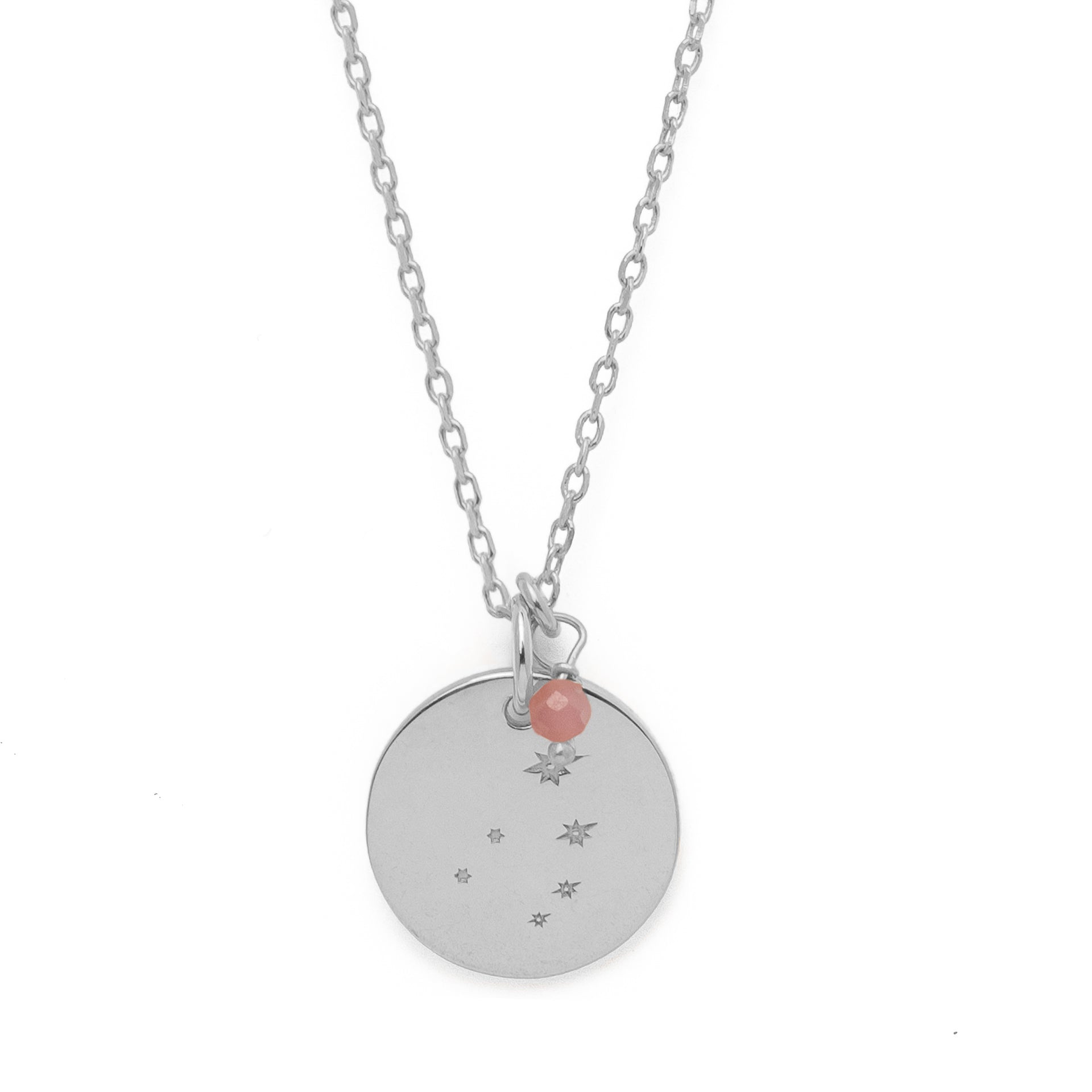 Libra Zodiac Necklace with ﻿Pink Tourmaline Silver